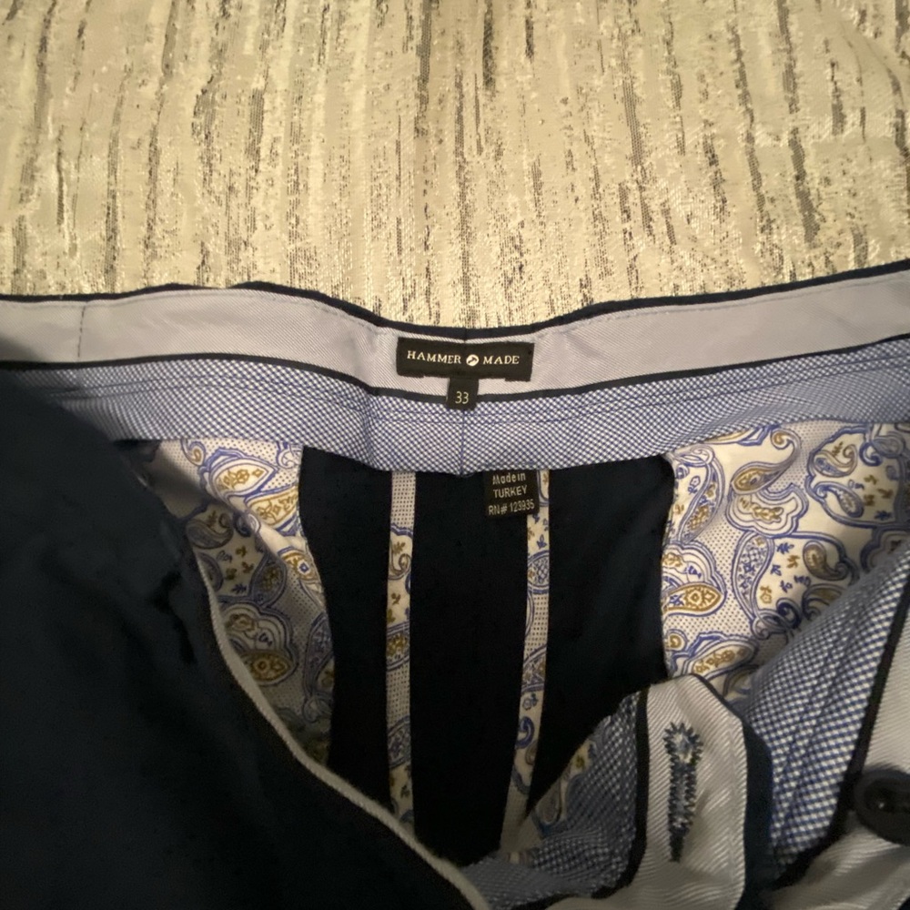 Hammer Made Navy Blue Paisley Lined Pants